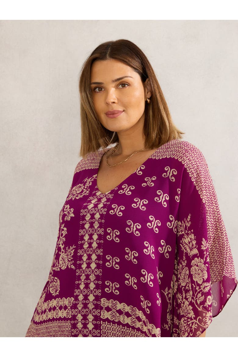 Bandana Print Chiffon V-Neck Top, Alternate, color, Magenta