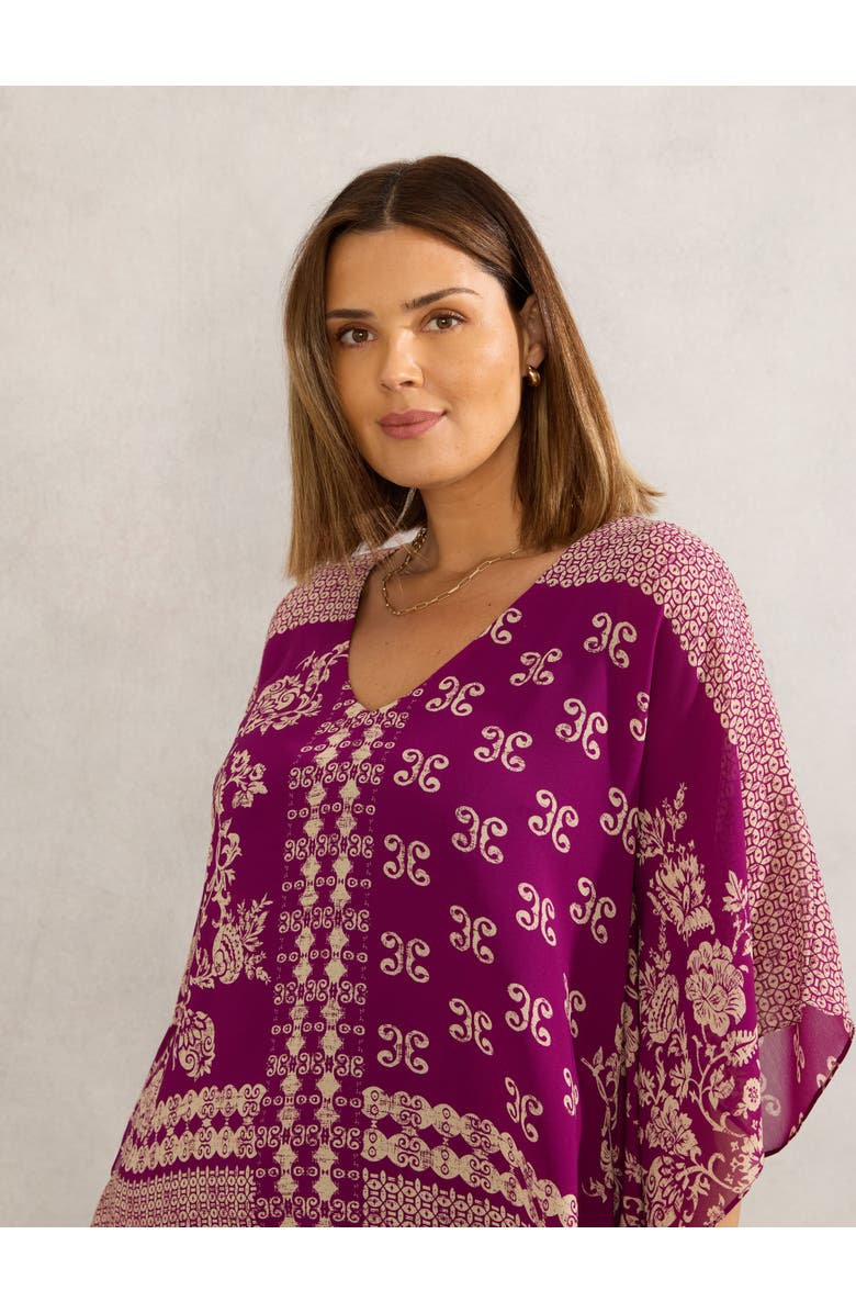 Live Unlimited Bandana Print Chiffon V-Neck Top, Alternate, color, Magenta