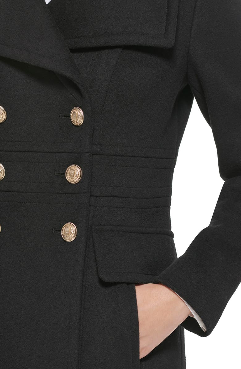 KARL LAGERFELD PARIS Double Breasted Wool Blend Military Coat, Alternate, color, Black