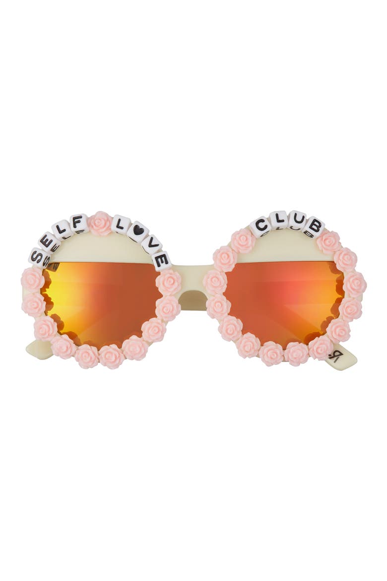 Self Love Club Round Sunglasses, Main, color, PINK/ ORANGE MIRRORED