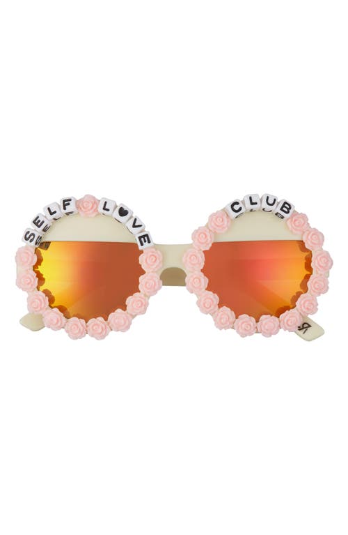 Rad + Refined Self Love Club Round Sunglasses in Pink/Orange Mirrored 