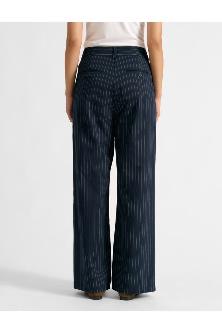 Pinstripe Pleat Trousers, Alternate, color, Navy