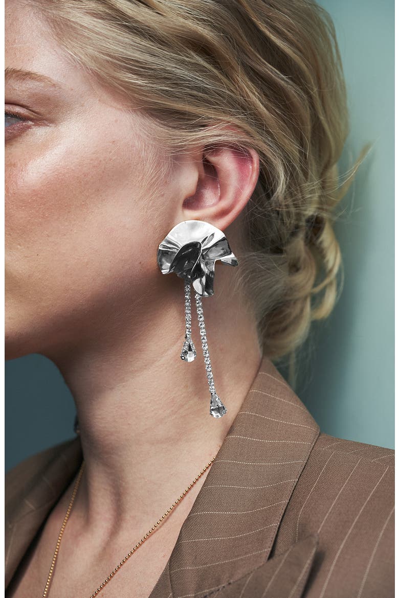 Sylvia Crystal Drop Earrings, Alternate, color, SILVER