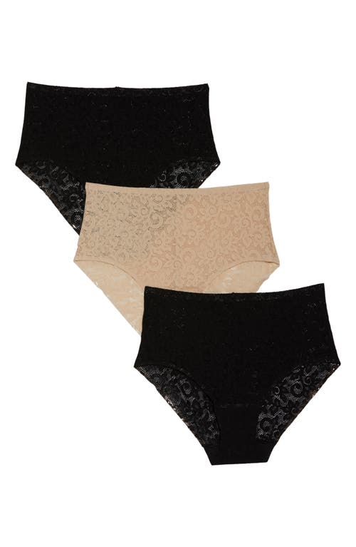 Tc Assorted 3-pack Lace Briefs In Black/black/warm Beige