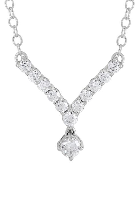10K White Gold Lab Grown Diamond Frontal Necklace