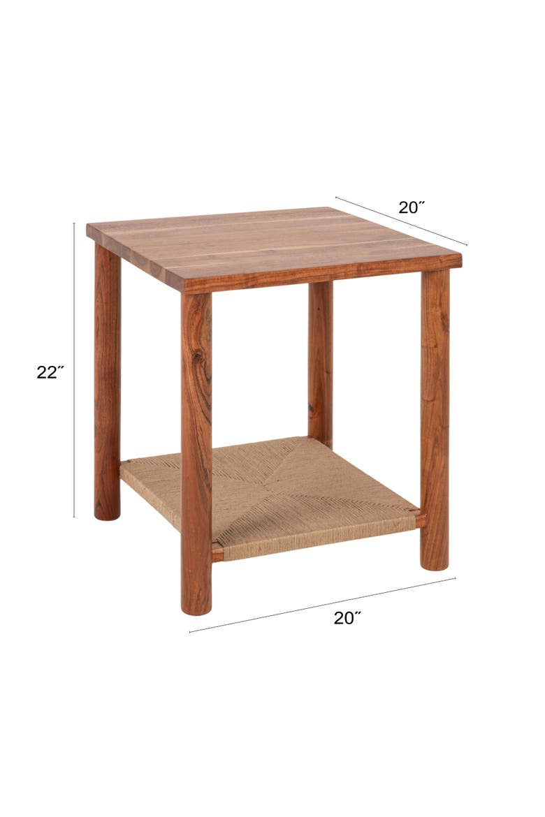Square Woven Top Side Table, Alternate, color, Brown