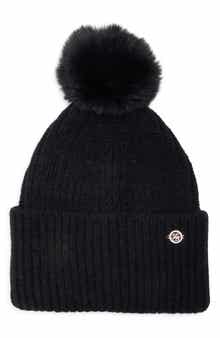 Ted Baker London Faux Fur Pompom Cuffed Beanie