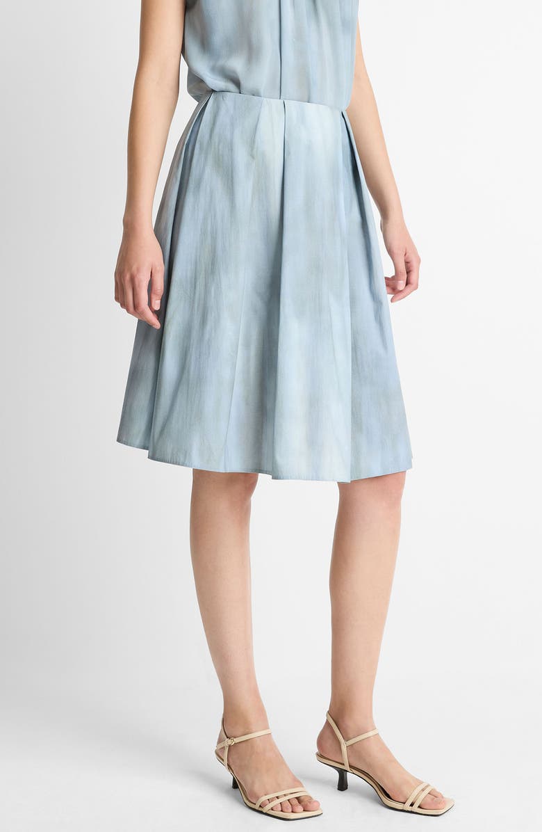 Vince Pleated Cotton Skirt, Alternate, color, Azura Wash