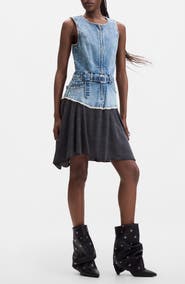 Desigual Belted Mixed Media Dress
