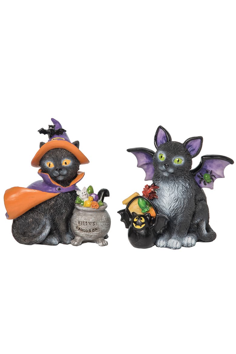 Halloween Resin Cat Halloween Figurines A/2, Main, color, Black