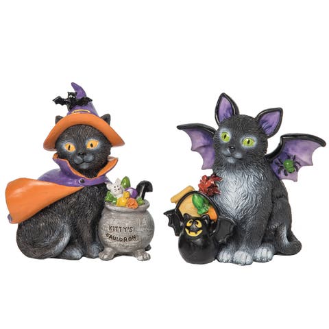 Halloween Resin Cat Halloween Figurines A/2