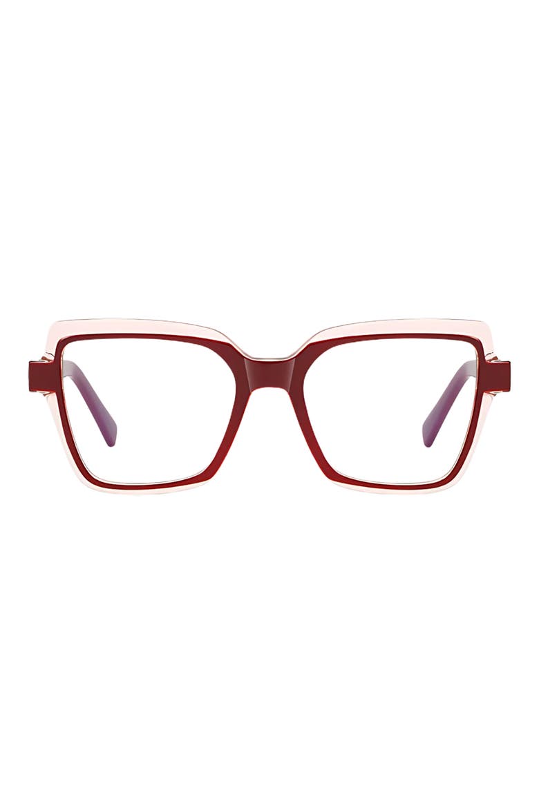 Kitt 50mm Square Blue Light Blocking Glasses, Main, color, CRANBERRY / CLEAR
