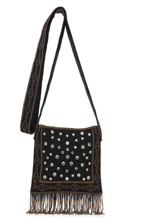Valentino Garavani Small Nellcôte Le Chat Beaded Crossbody Bag In Brown