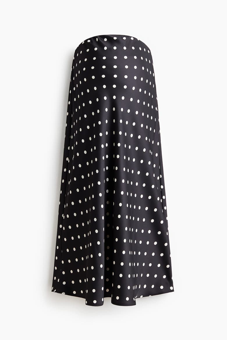 Mama Satin Slip Skirt, Main, color, Black/polka dot