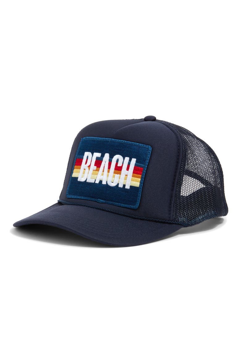 Beach Patch Trucker Hat, Main, color, NAVY