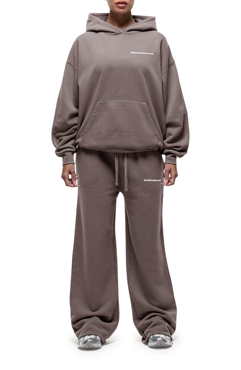 Good For Nothing Vintage Taupe Relaxed Hoodie, Alternate, color, Brown