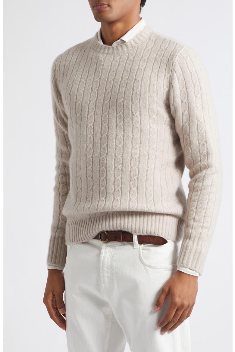 Cable Knit Cashmere & Silk Blend Sweater, Alternate, color, 02N SAND