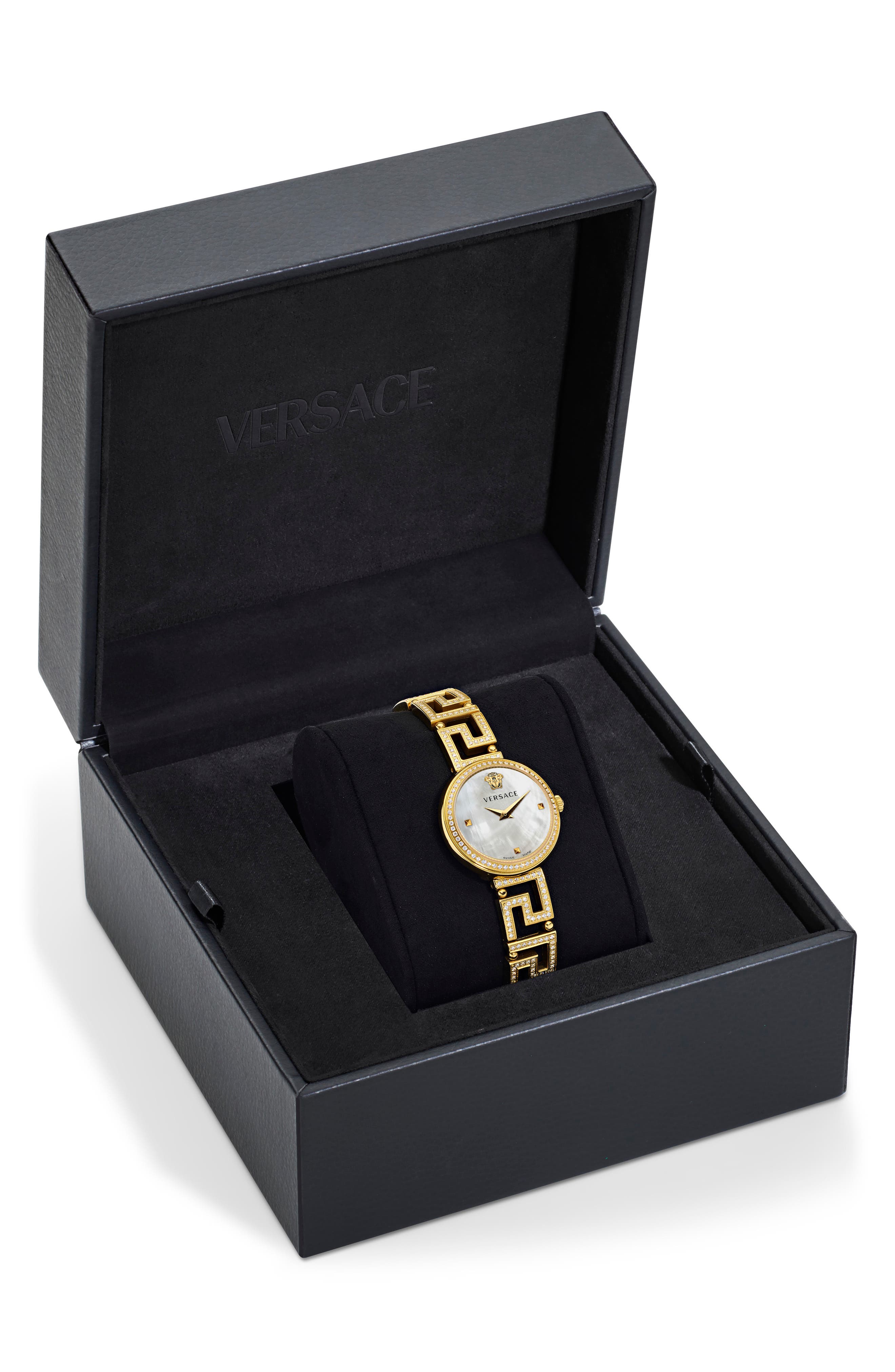 Versace Greca Goddess Mother-of-Pearl Bracelet Watch, 28mm (Women