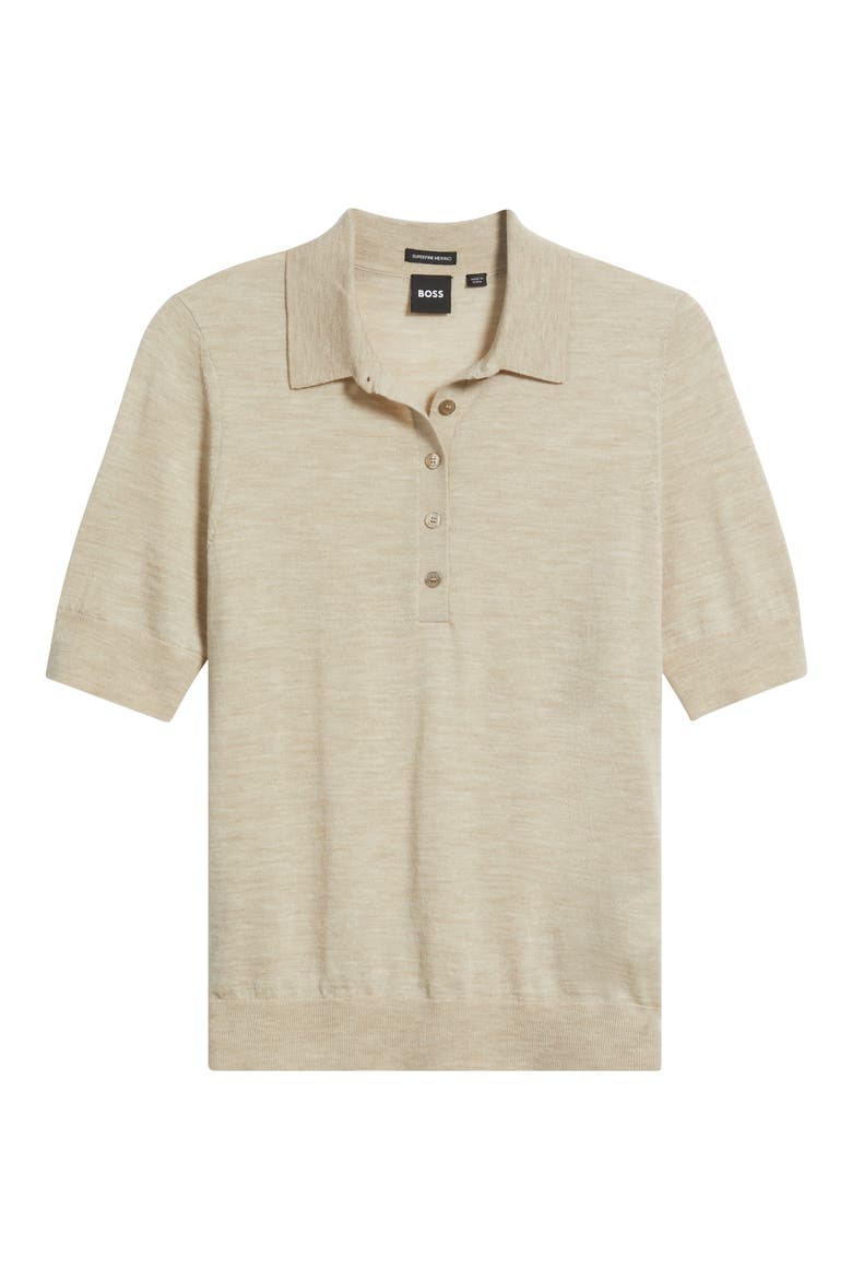 Fidenka Virgin Wool Polo Sweater, Alternate, color, LT BGE