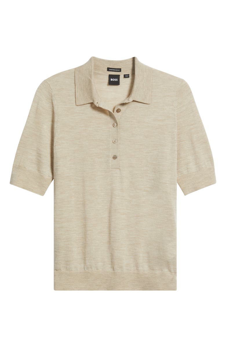 BOSS Fidenka Virgin Wool Polo Sweater, Alternate, color, Light Beige