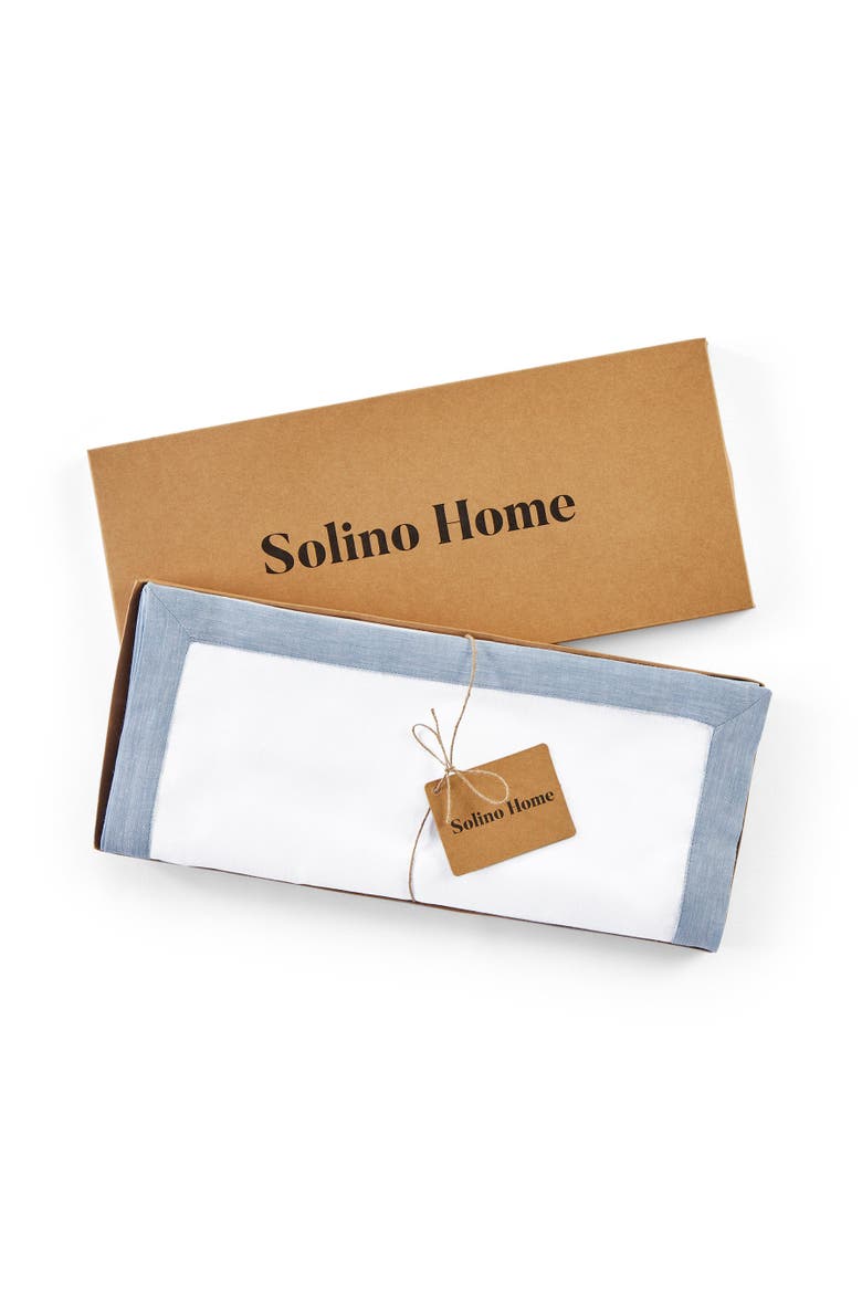 Linen Table Runner - Classic, Alternate, color, Chambray Blue and White