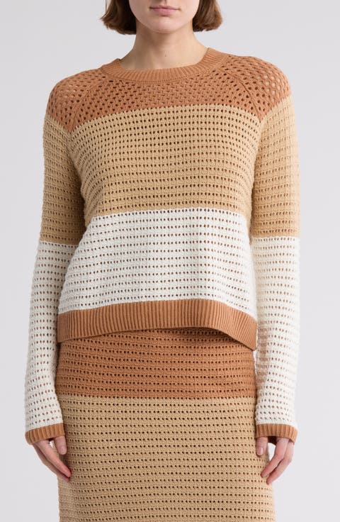 Colorblock Open Knit Sweater