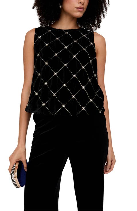 Chiva Beaded Velvet Top