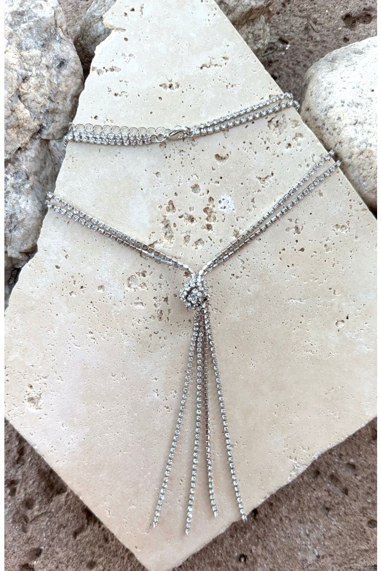 Knotted Box Chain Lariat Necklace, Alternate, color, SILVER
