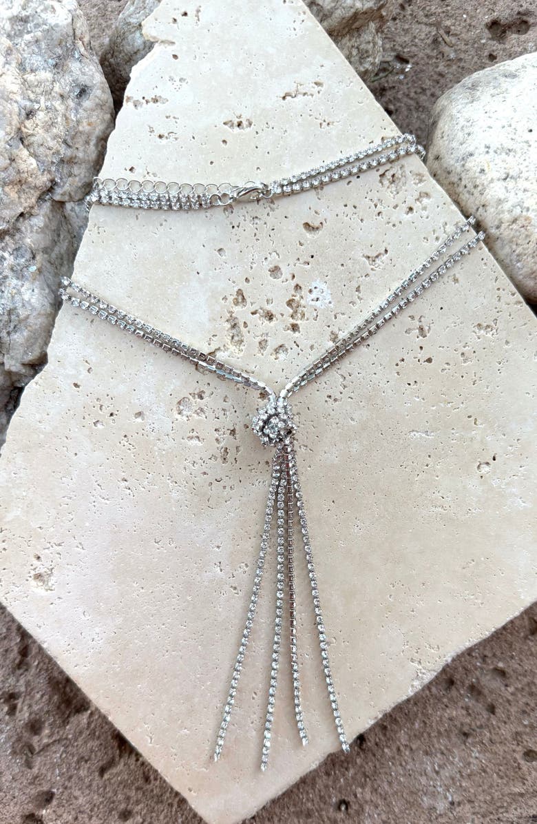 Adornia Knotted Box Chain Lariat Necklace, Alternate, color, Silver