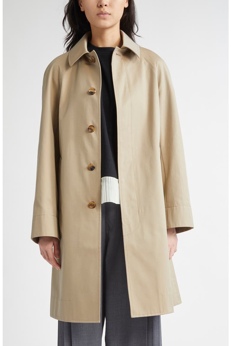 Gathered Cotton Coat, Main, color, BEIGE