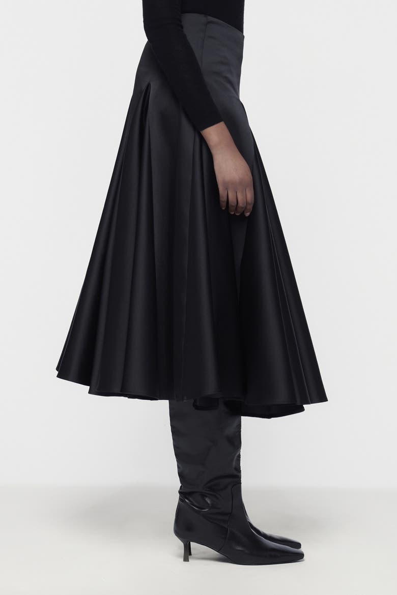 Flared Godet Skirt, Alternate, color, Black