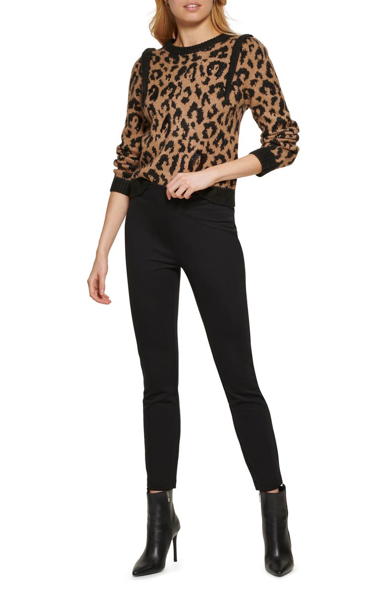 DKNY Sequin Leopard Crewneck Sweater, Alternate, color, 