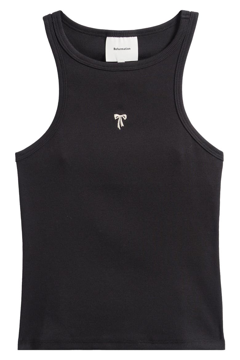 Reformation Nova Embroidered Rib Crop Racerback Tank Top (Women