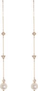 Anzie Cleo 14K Gold Diamond & 6mm Pearl Linear Chain Drop Threader Earrings - 0.18 ctw
