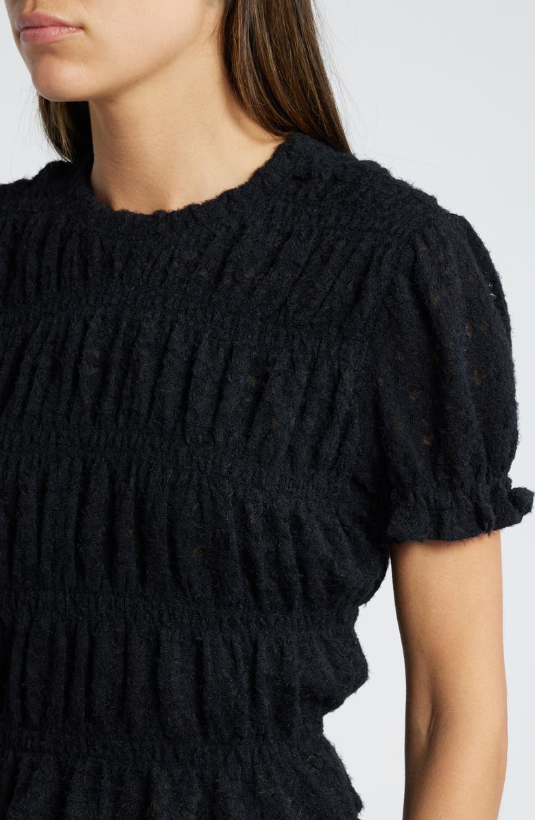 Treasure & Bond Shirred Lace Top, Alternate, color, Black