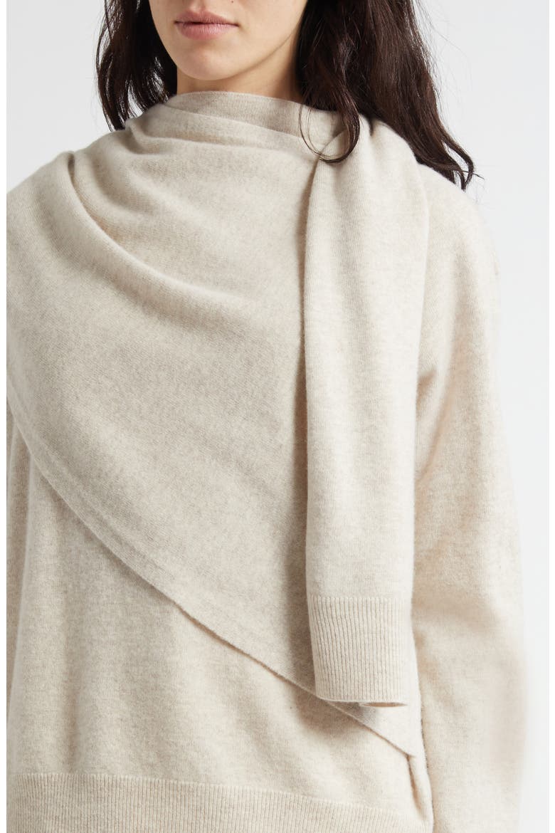 Drape Neck Wool & Cashmere Sweater, Alternate, color, HEATHER DOVE OAT
