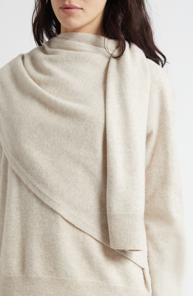 Vince Drape Neck Wool & Cashmere Sweater, Alternate, color, Heather Dove Oat