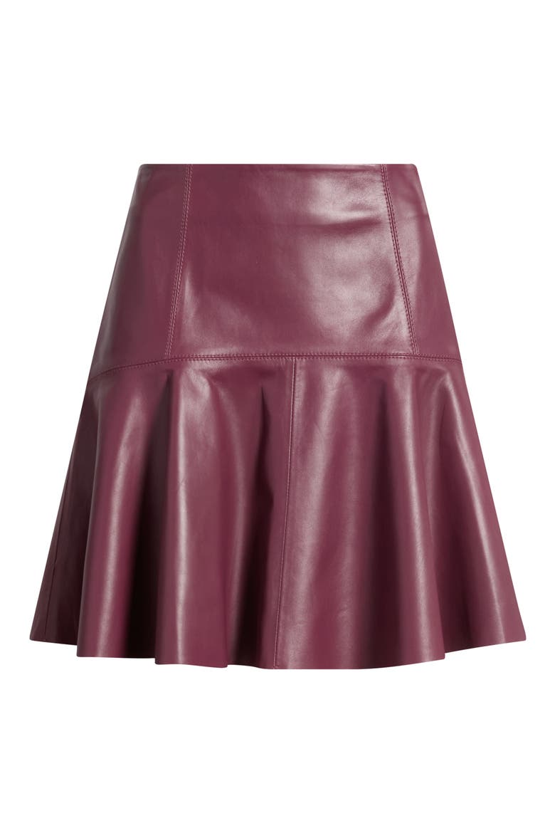 Leather Circle Miniskirt, Alternate, color, BURGUNDY BANNER