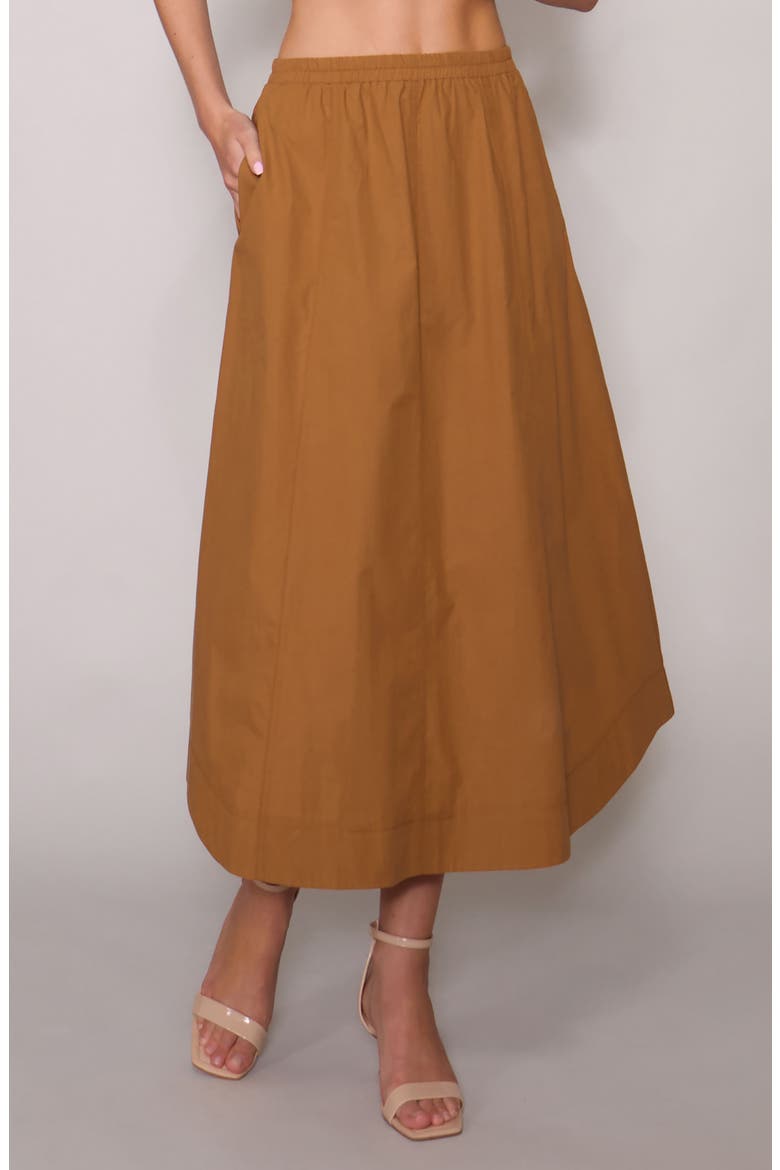 Round Hem Poplin Skirt, Main, color, CAMEL/ CAMEL STITCHING