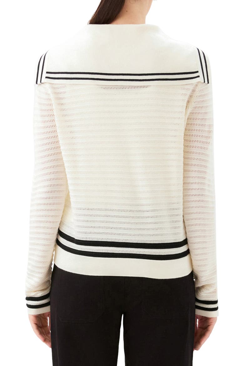 Stripe Sailor Collar Cardigan, Alternate, color, OFF WHITE W/ BLACK