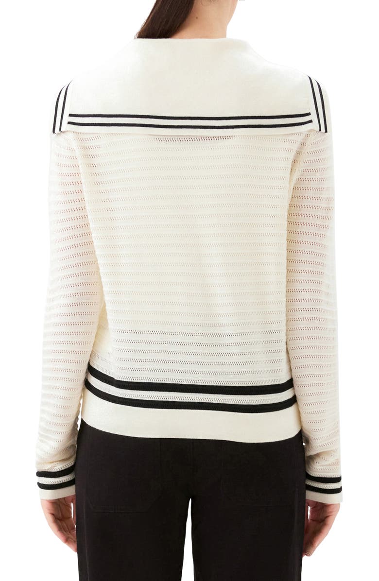 Karen Kane Stripe Sailor Collar Cardigan, Alternate, color, Off White W/ Black