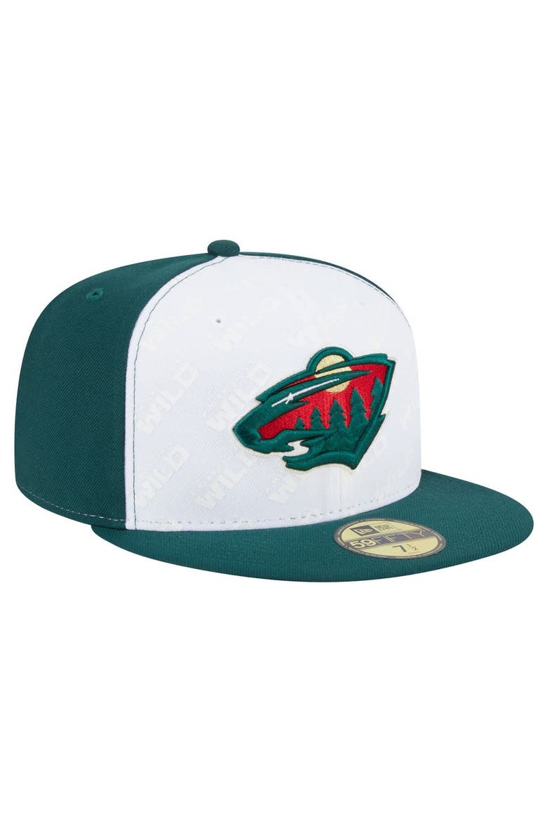 Men's New Era White/Green Minnesota Wild Repeat Two-Tone 59FIFTY Fitted Hat, Alternate, color, White
