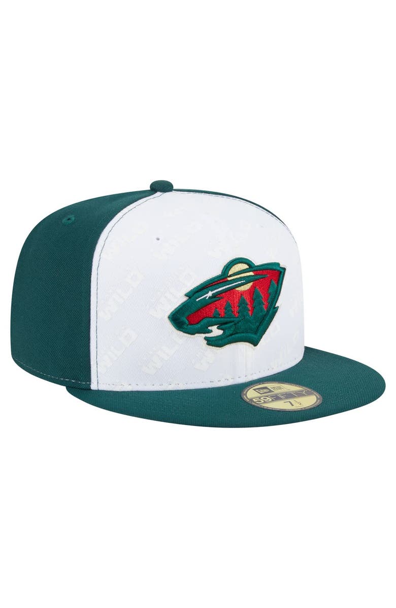 New Era Men's New Era White/Green Minnesota Wild Repeat Two-Tone 59FIFTY Fitted Hat, Alternate, color, White