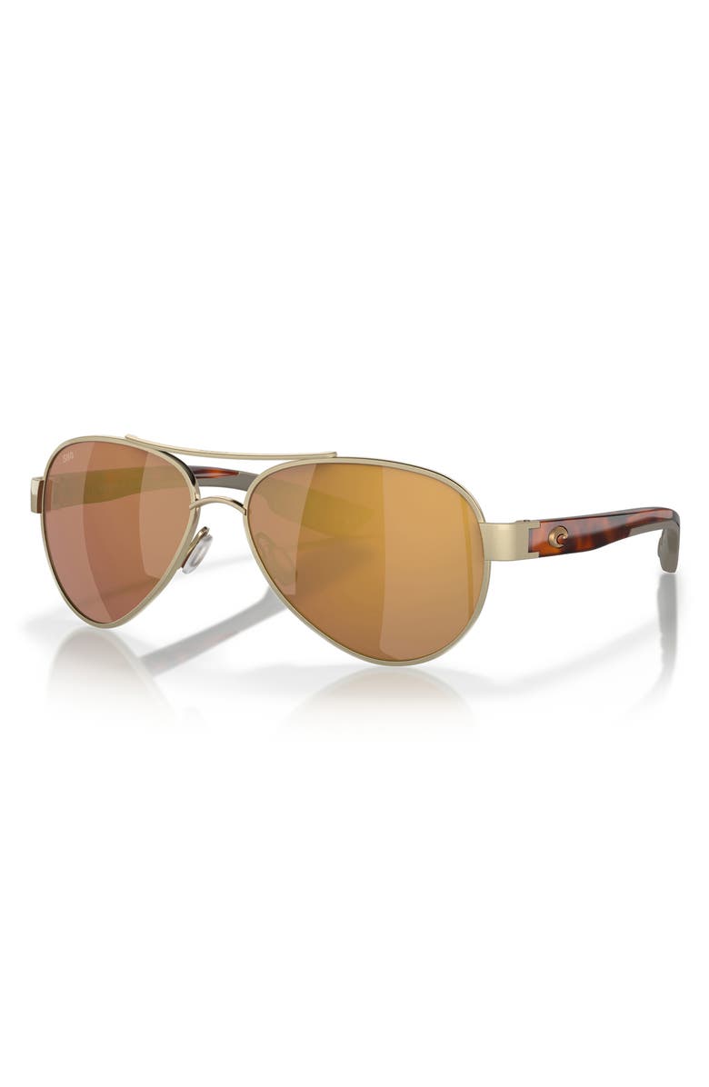 Costa Del Mar Loreto 56mm Polarized Aviator Sunglasses, Alternate, color, Brushed Gold/ Gold Mirror