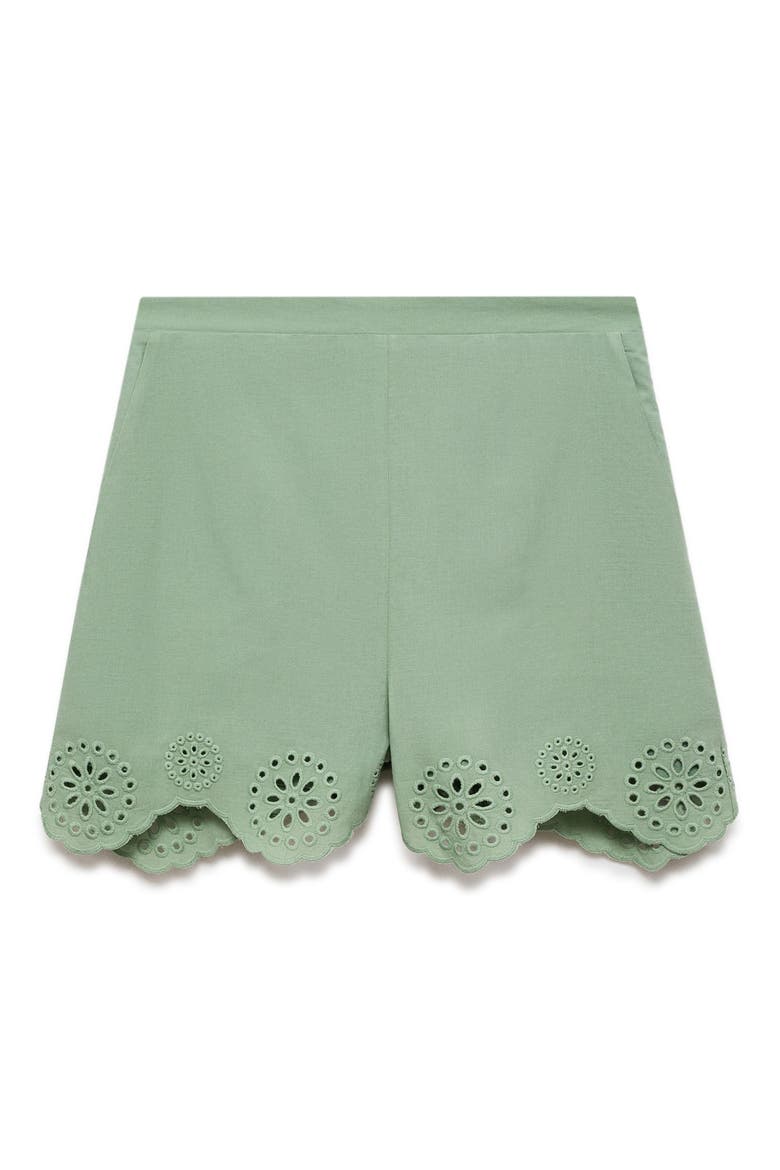 Cotton Eyelet Shorts, Main, color, GREEN