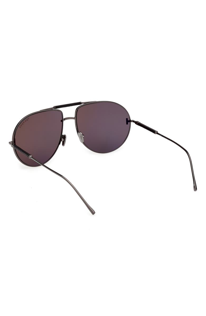 TOM FORD 62mm Lou Pilot Sunglasses, Alternate, color, Gunmetal/ Black Leather