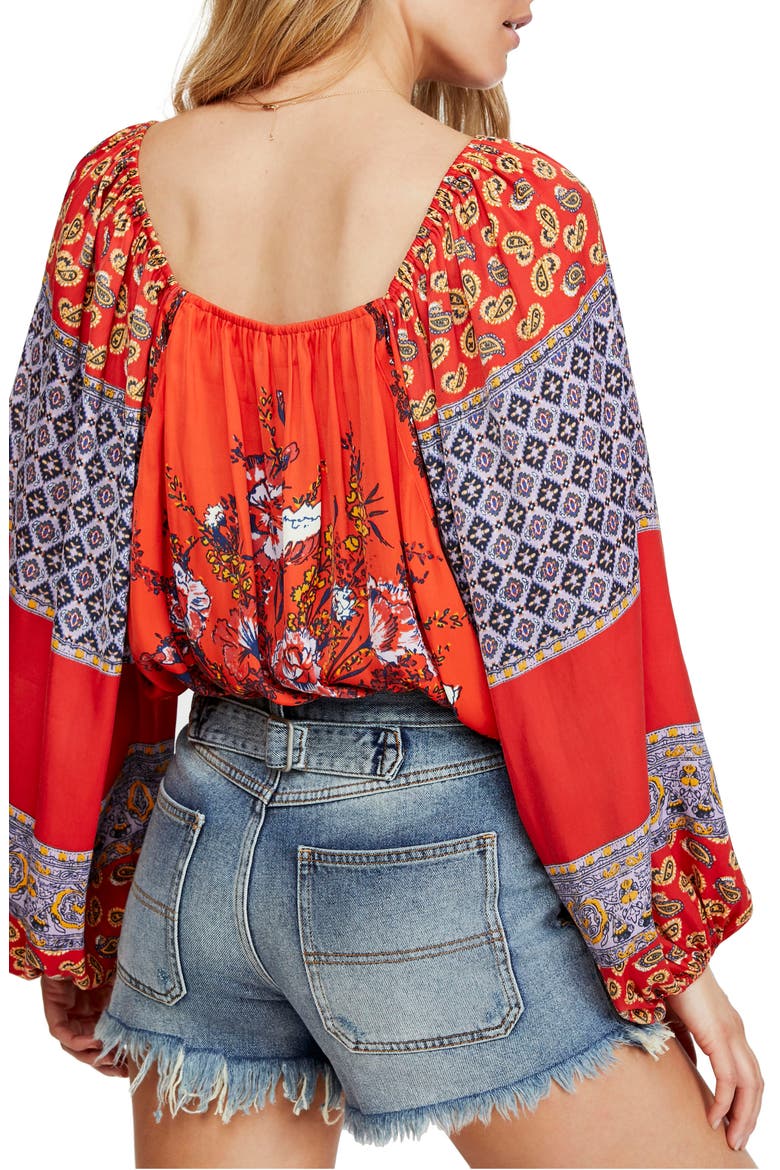 Positano Print Blouse, Alternate, color, RED