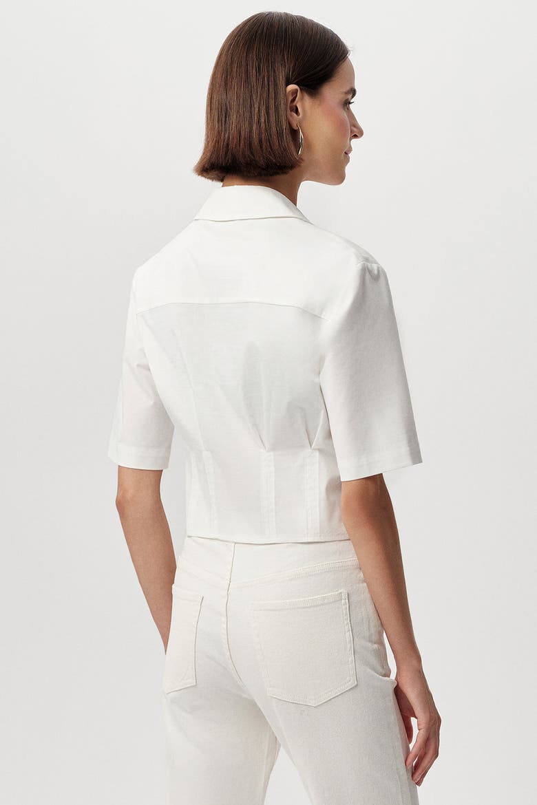 Charm Fitted Pleated Cropped  Shirt, Alternate, color, Bone
