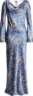 Veronica Beard Ember Long Sleeve Paisley Silk Blend Maxi Dress