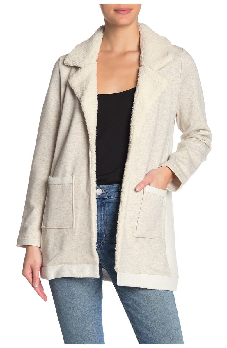 MELLODAY Faux Shearling Trim Coat, Main, color, 